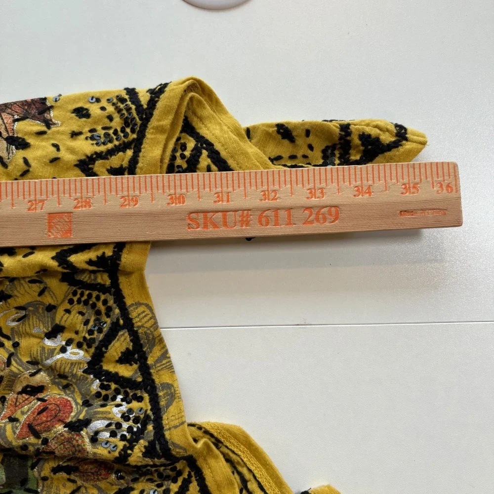 Desigual Yellow Floral Embroidered Racerback Tank Top Size Small - Picture 5 of 7